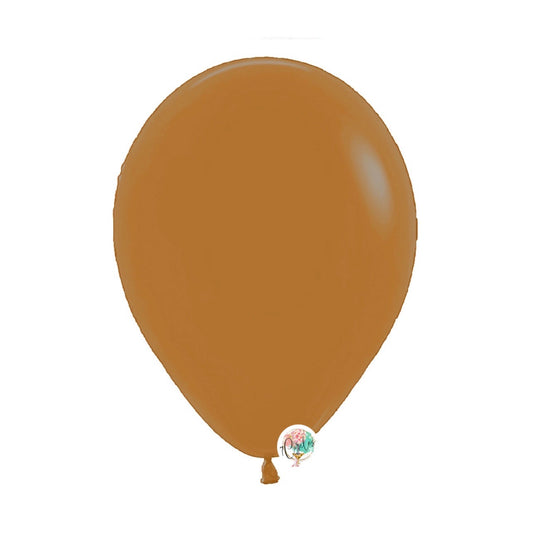 100-pack brown latex balloons by 7Circles in 5, 9, and 11 inches, perfect for elegant party decor. Globos marrones para eventos.