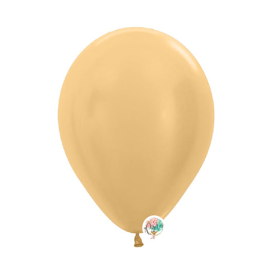 100-pack chrome champagne gold latex balloons by 7Circles in 5, 9, and 11 inches, perfect for elegant party decor. Globos dorado champán cromado para eventos.