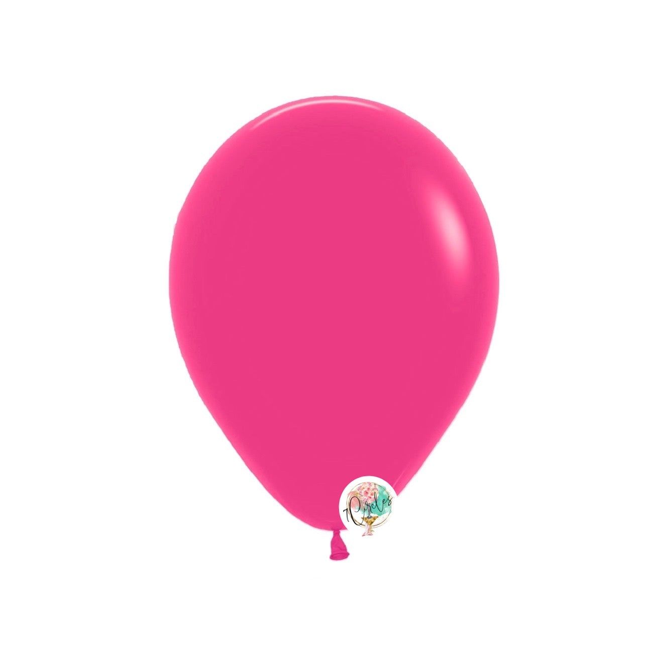 100-pack fuchsia pink latex balloons by 7Circles in 5, 9, and 11 inches, perfect for elegant party decor. Globos rosa fucsia para eventos.