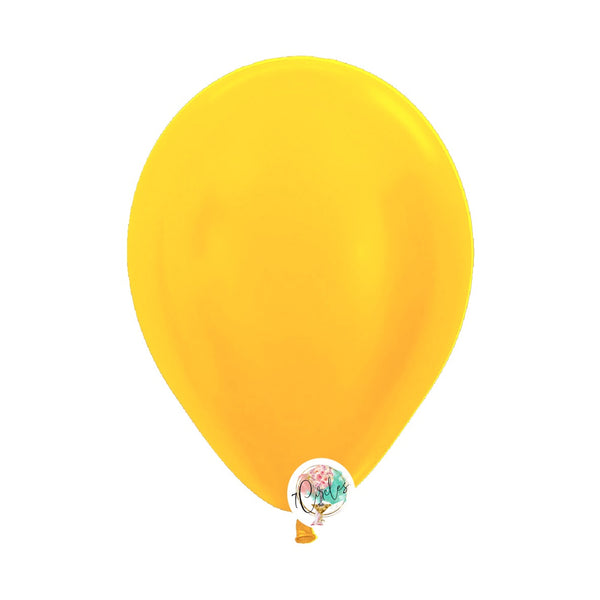 100-pack goldenrod yellow latex balloons by 7Circles in 5, 9, and 11 inches, perfect for elegant party decor. Globos amarillos dorados para eventos.