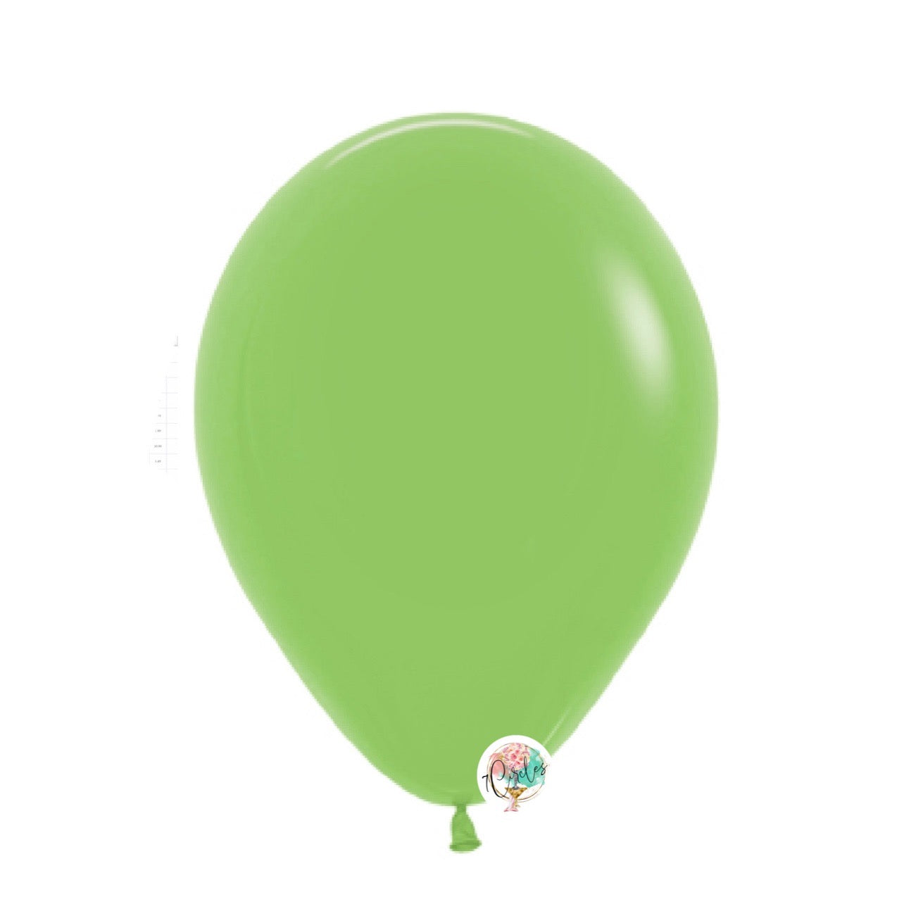 100-pack lime green latex balloons by 7Circles in 5, 9, and 11 inches, perfect for elegant party decor. Globos verde lima para eventos.