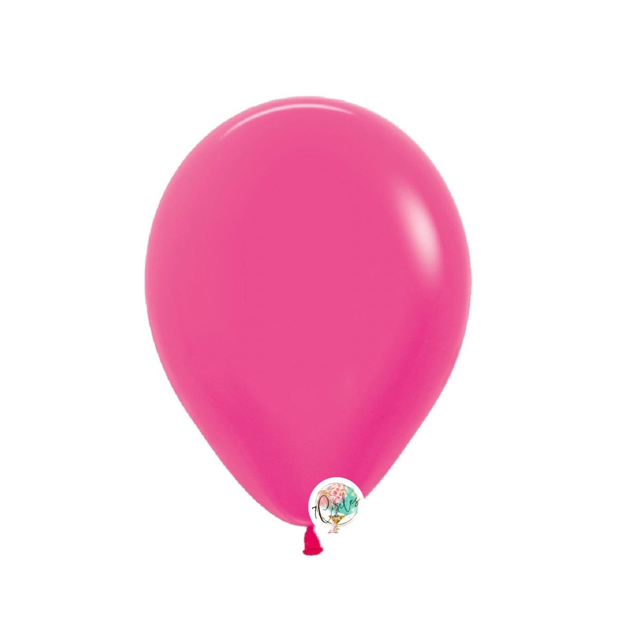 100-pack neon pink latex balloons by 7Circles in 5, 9, and 11 inches, perfect for elegant party decor. Globos rosa neón para eventos.