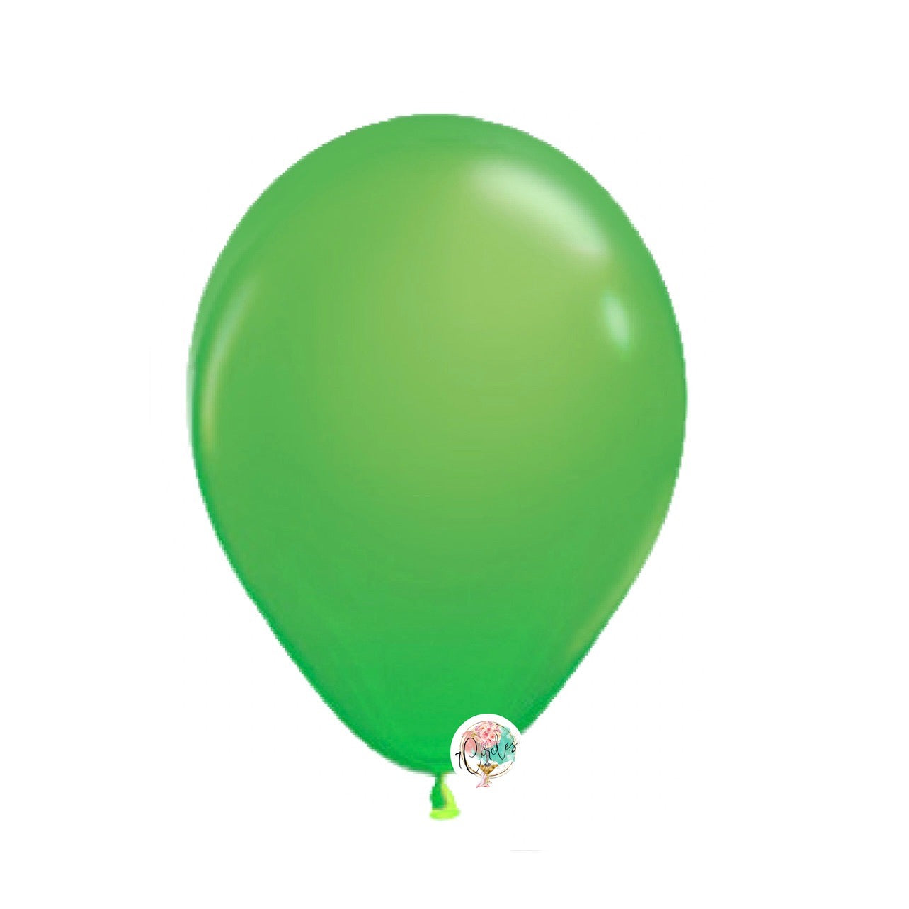 100-pack spring green latex balloons by 7Circles in 5, 9, and 11 inches, perfect for elegant party decor. Globos verde primavera para eventos.