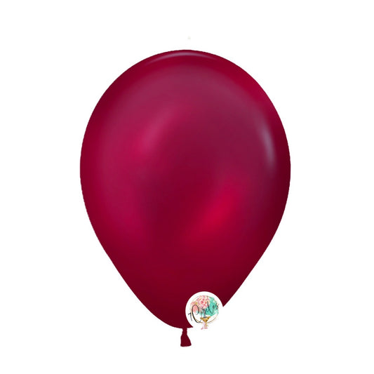 100-pack transparent burgundy latex balloons by 7Circles in 5, 9, and 11 inches, perfect for elegant party decor. Globos burdeos transparentes para eventos.