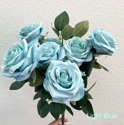 Light DustyBlue Rose Bush with 10 Heads from www.7circlesusa.com