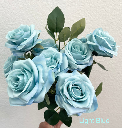 Light Dusty Blue Rose Bush with 10 Heads from www.7circlesusa.com