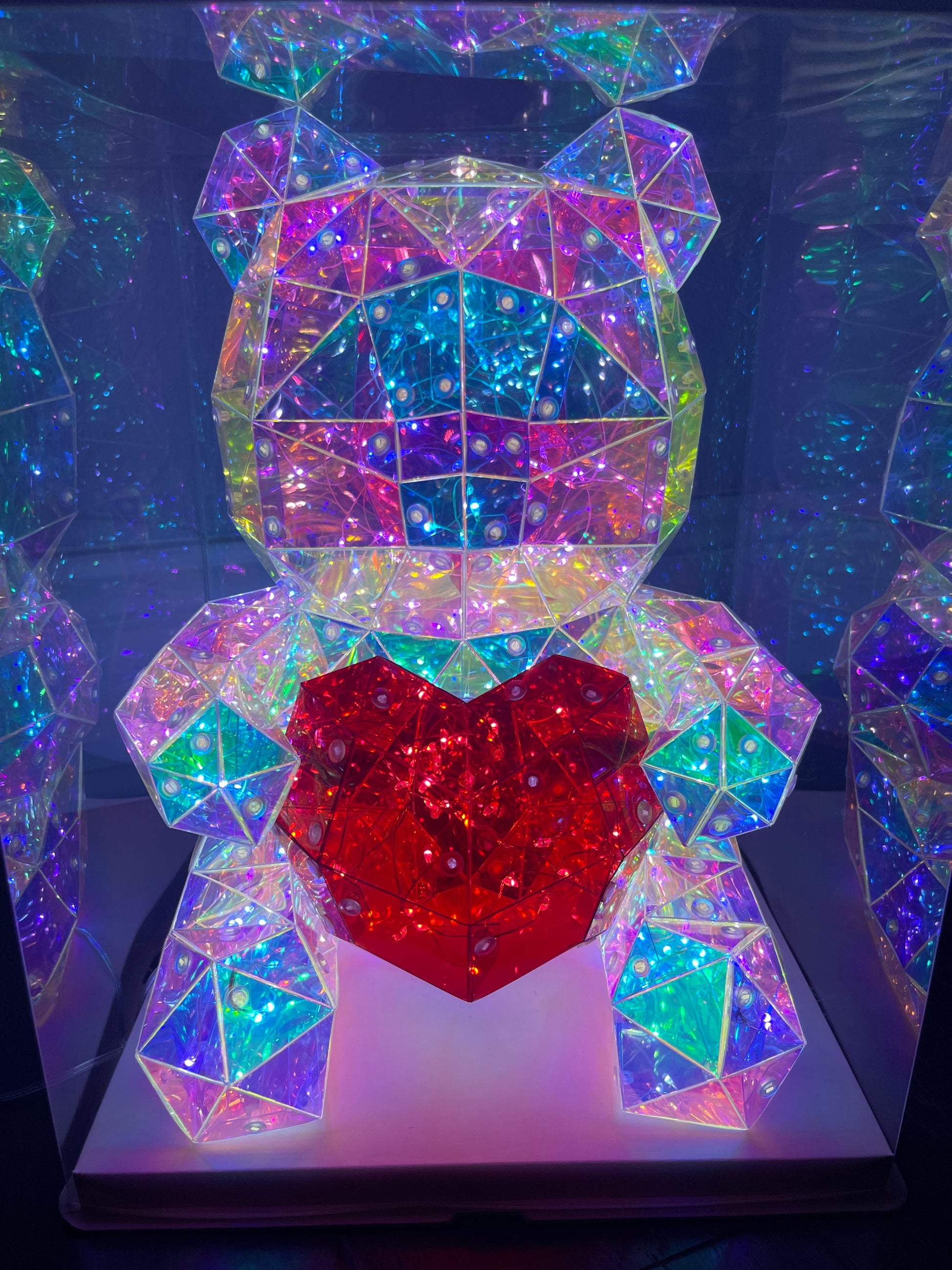 Valentines Teddy Bear light up led Holographic