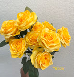 Silk Artificial Rose flowers 10 Heads 9 colors